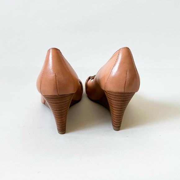 Nine West Peep Toe Leather Wedges - Picture 4 of 7